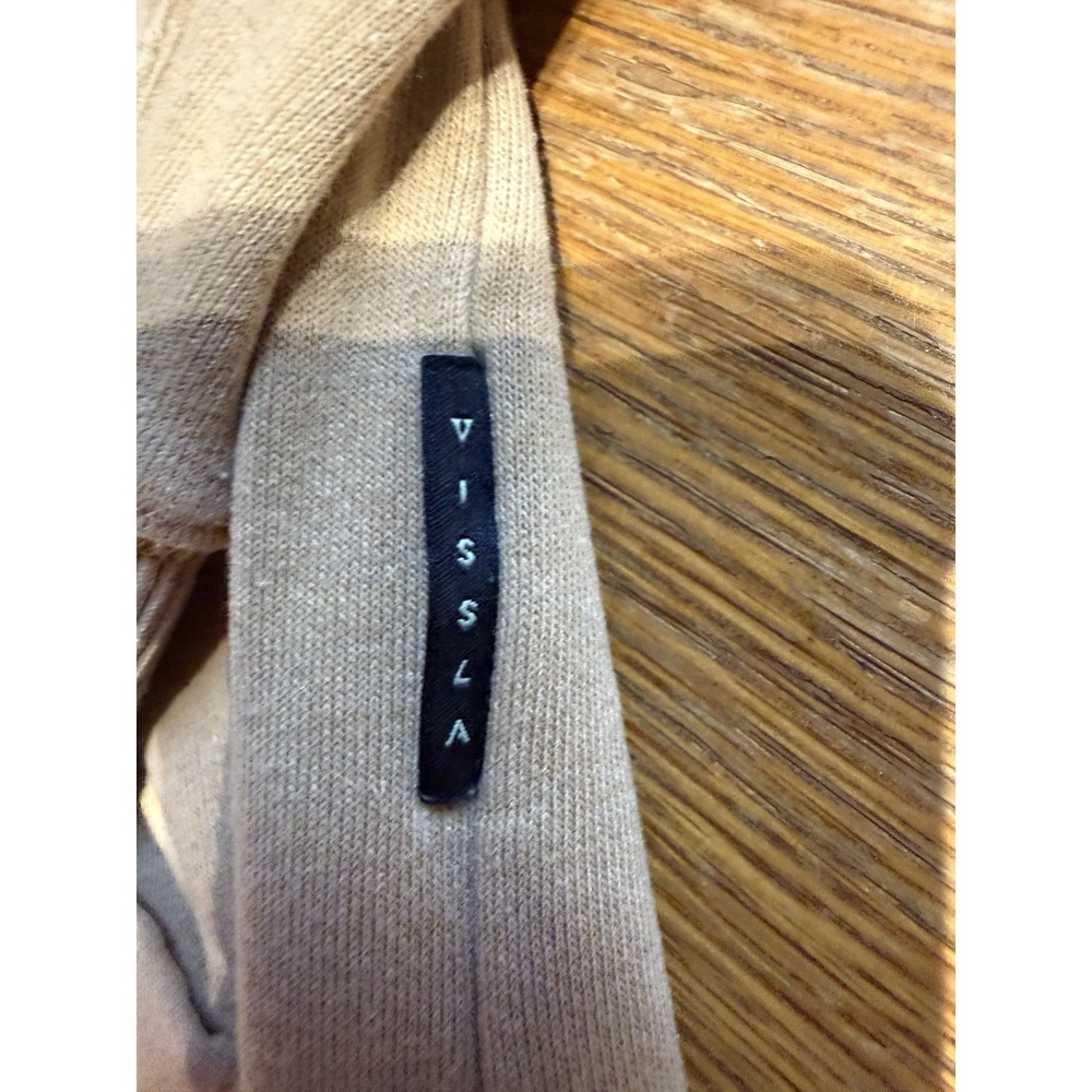 Vissla Hoodie Mens M Tan Fleece Lined Surf Coastal Minimal Pullover Logo - Picture 4 of 11
